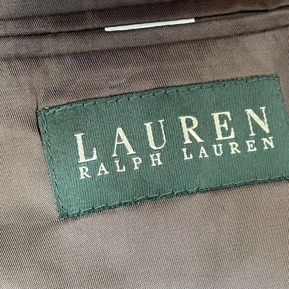 Ralph Lauren Wool Brown Windowpane 2 Button Double Vent Elbow Patch Blazer 42R - Picture 9 of 12